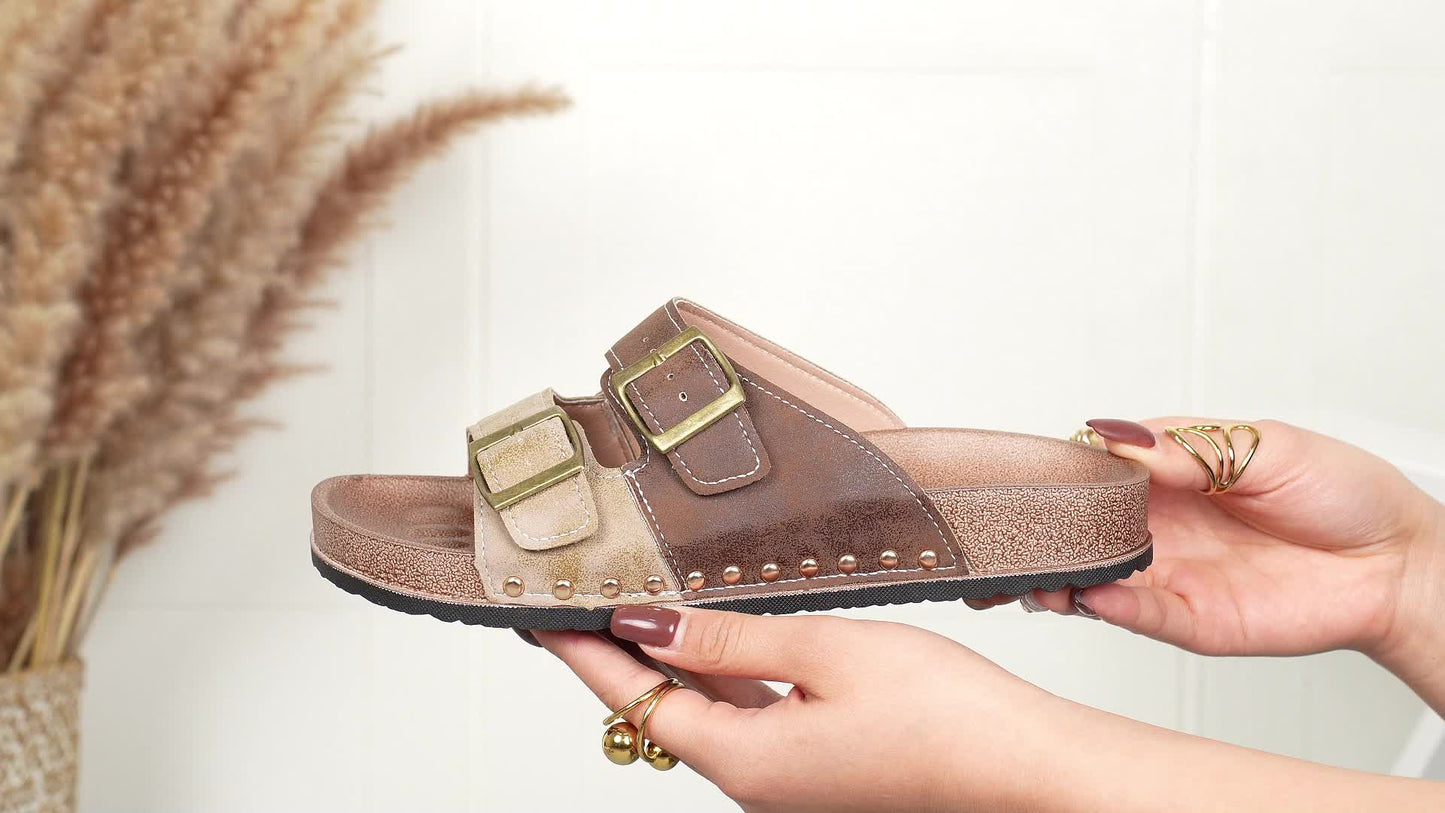 Damen Vintage Komfort Sandalen mit Schnallen – Bequeme Sommerschuhe für Alltag und Freizeit