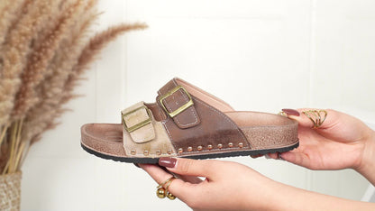 Damen Vintage Komfort Sandalen mit Schnallen – Bequeme Sommerschuhe für Alltag und Freizeit