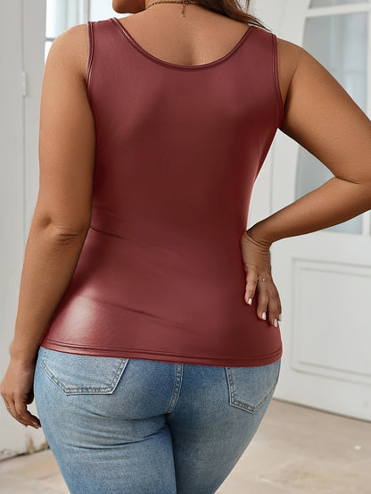 Damen Top im modernen Wetlook – Elegantes ärmelloses Shirt für Freizeit und Ausgehen
