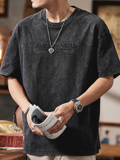 Herren Oversize Streetwear T-Shirt mit Prägung – Urban Style Kurzarm Freizeitshirt