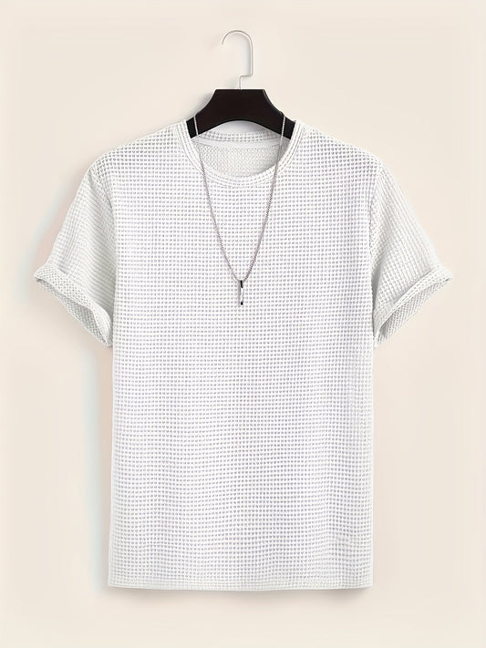 Herren T-Shirt mit modernem Mesh-Design und lässigem Schnitt – Perfekt für Sommer, Urlaub & Freizeit