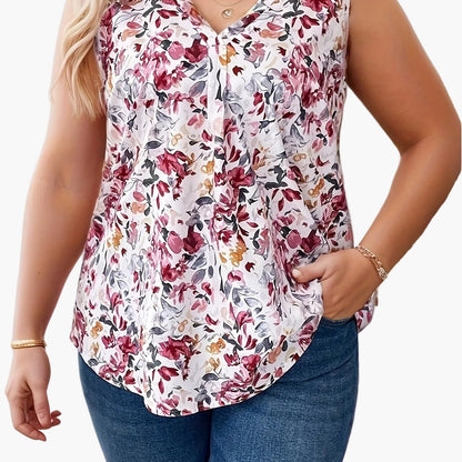 Damen ärmellose Bluse mit V-Ausschnitt und floralem Print – Elegante Sommermode für Alltag & Freizeit