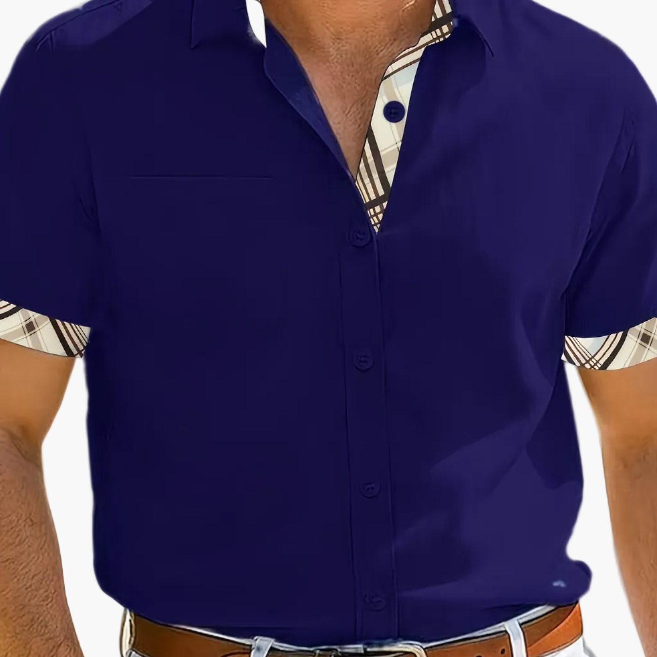 Herren Freizeithemd Kurzarm mit Kontrastdetails – Perfekt für Sommer & Strand