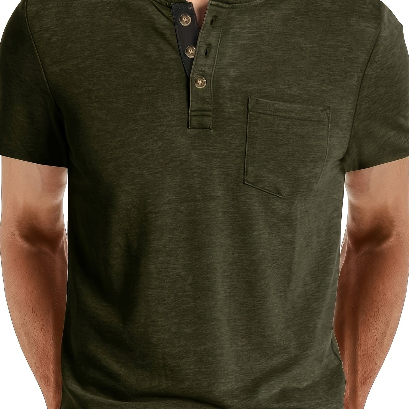 Herren Henley T-Shirt Kurzarm mit Knopfleiste – Casual Freizeitshirt