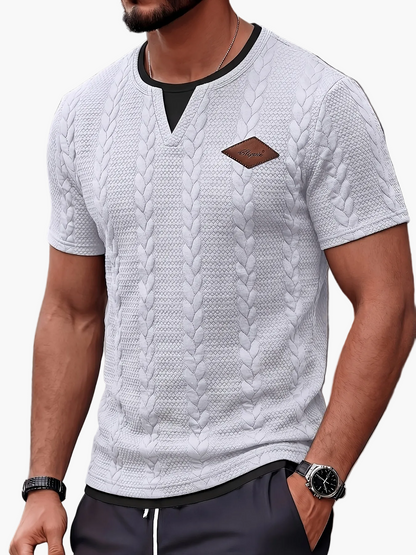 Herren Strick-T-Shirt mit Zopfmuster – Modisches Freizeitshirt für Alltag und Wochenende