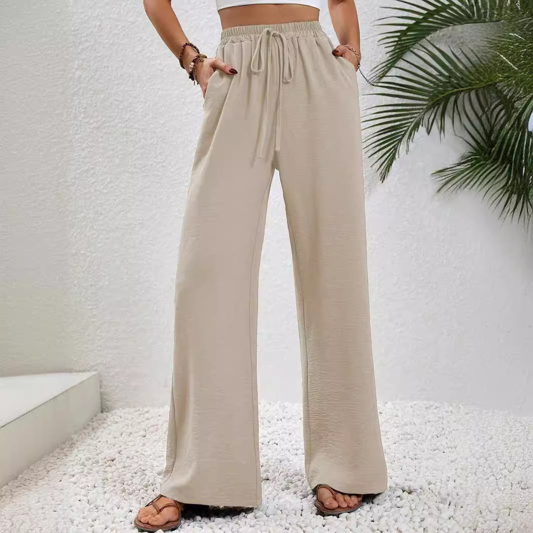 Stephanie – Weit geschnittene Damenhose mit Kordelzug und Taschen