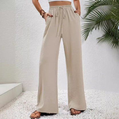 Stephanie – Weit geschnittene Damenhose mit Kordelzug und Taschen