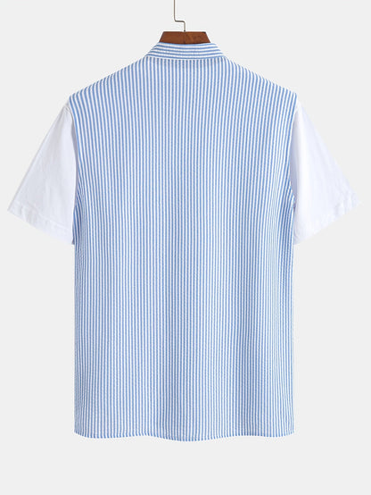 Herren Kurzarm-Henley im modernen Streifen-Design für lässige Eleganz