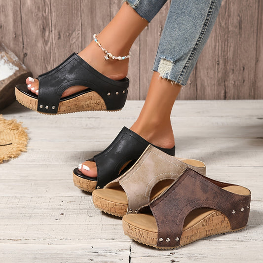Damen Vintage Plateau Clogs Sandalen mit Keilabsatz – Bequeme Sommerschuhe für Freizeit und Alltag