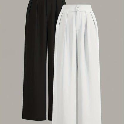 Damen Weite High-Waist Anzughose Elegant Büro & Freizeit