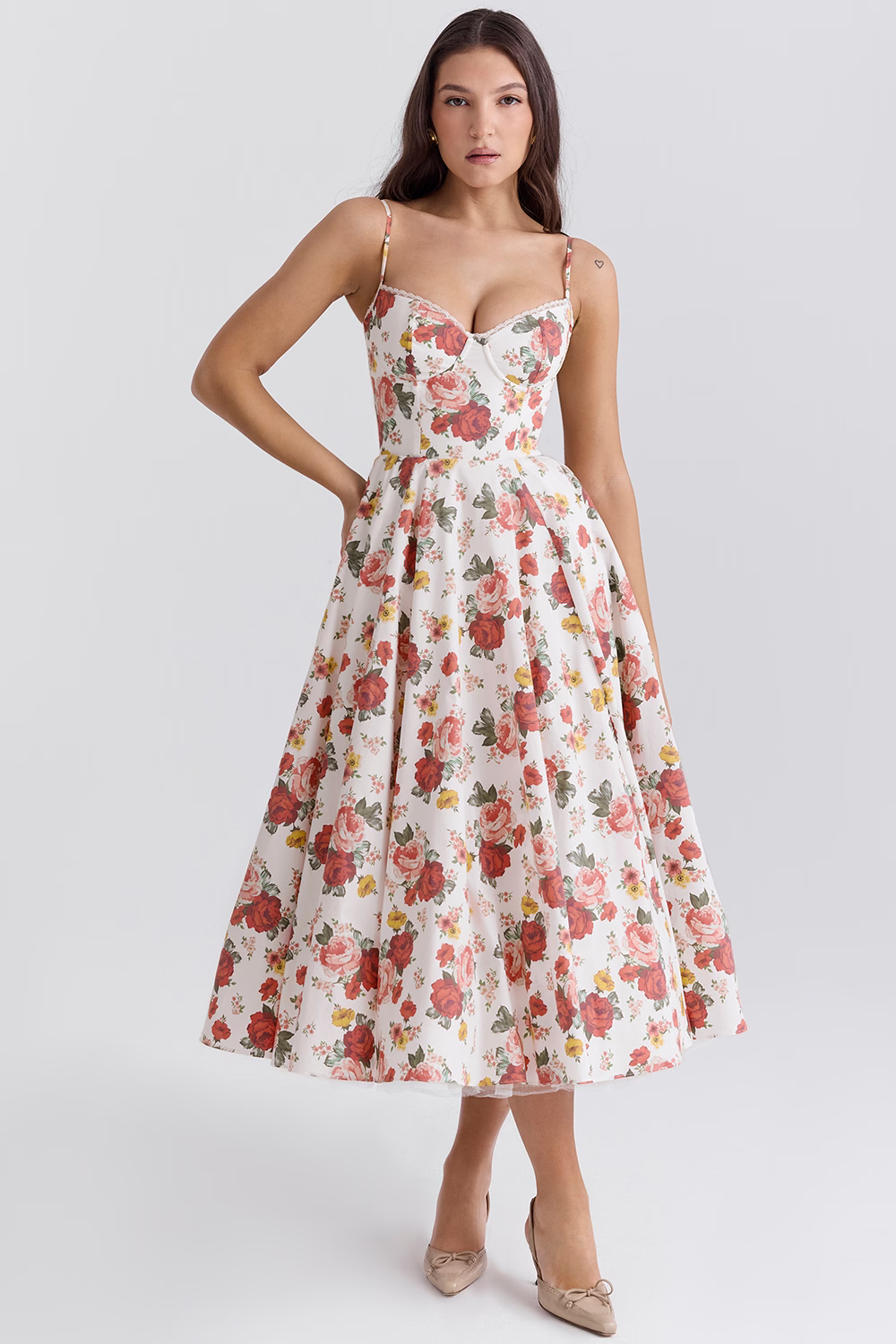Damen Festliches Cocktailkleid Abendkleid mit Bustier und weitem Rock – Eleganter Vintage-Look für besondere Anlässe