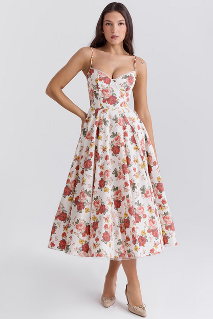 Damen Festliches Cocktailkleid Abendkleid mit Bustier und weitem Rock – Eleganter Vintage-Look für besondere Anlässe