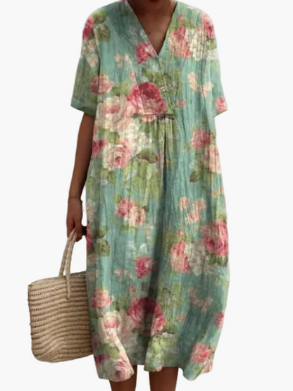 Damen Sommerkleid Boho Stil – Luftiges Freizeitkleid mit Blumenmuster, ideal für Urlaub & Alltag