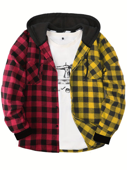 Herren Karohemd mit Kapuze und T-Shirt-Layer – Lässiges Outdoor Overshirt