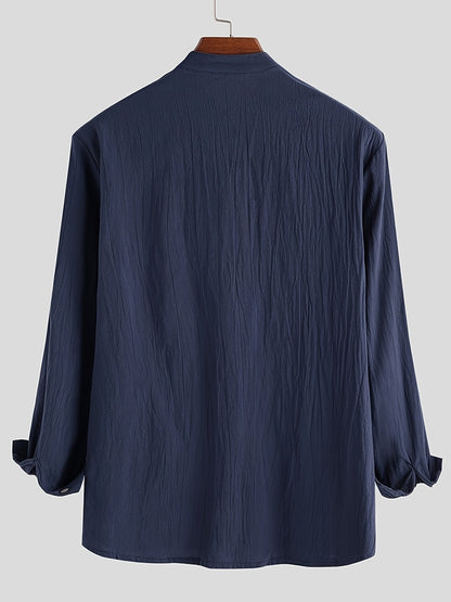 Herren Henley Langarmshirt mit Stehkragen und Knopfleiste – Modernes Freizeitoberteil für stilvolle Anlässe