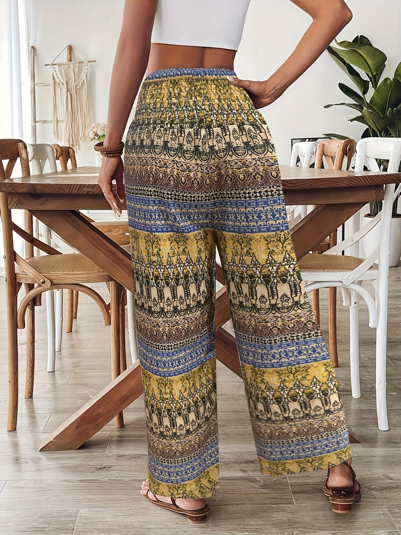 Damen Boho Weite Bein Hose – Sommer Freizeit & Urlaub Style