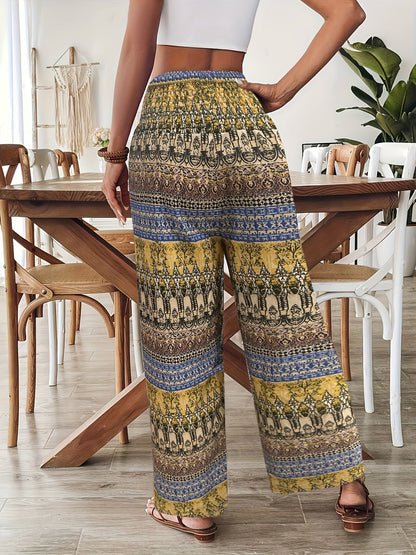 Damen Boho Weite Bein Hose – Sommer Freizeit & Urlaub Style
