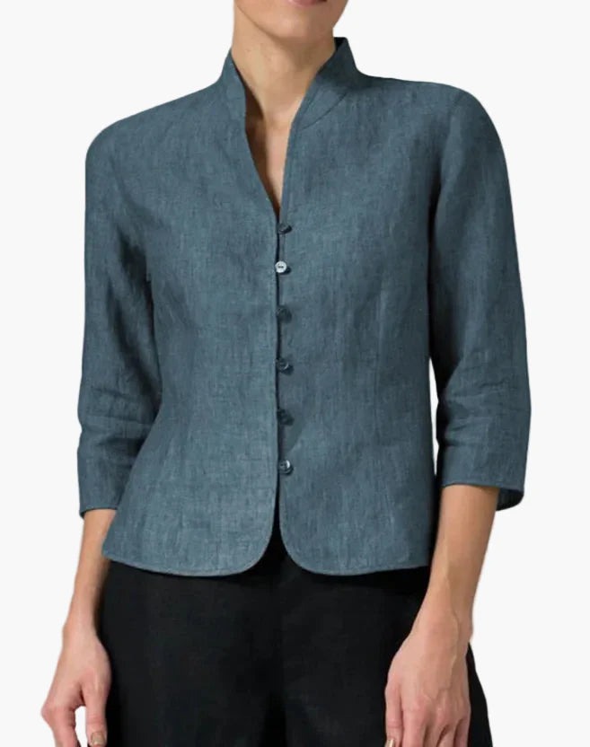 Damen Blazer mit Stehkragen – Eleganter Business- und Freizeit-Blazer, tailliert, 3/4-Arm