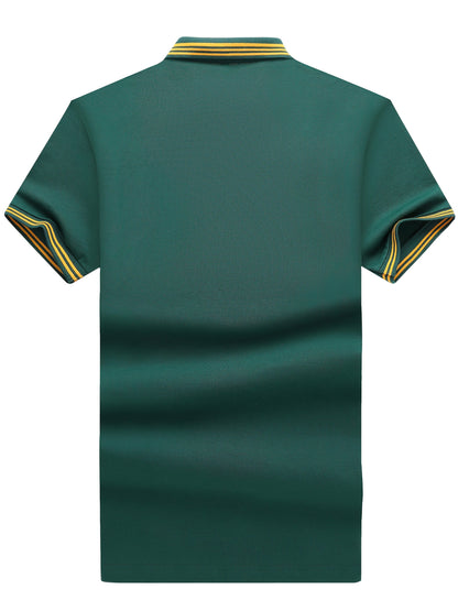 Herren Polo Shirt Klassisch Sportlich mit gesticktem Wappen und Kontrastkragen – Freizeit & Business