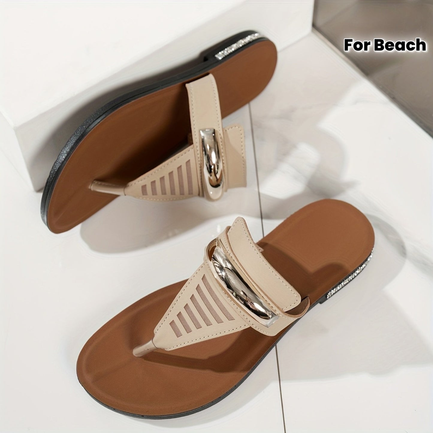 Damen T-Riemen Sandalen Elegant Stil für Strand & Freizeit
