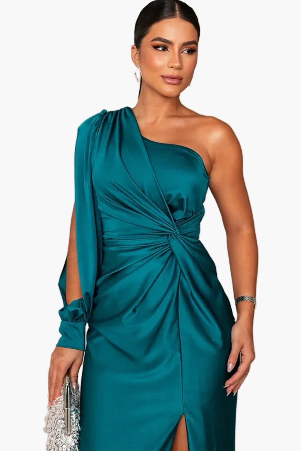 Damen Abendkleid Eleganter Ein-Schulter-Look mit Drapierung für besondere Anlässe