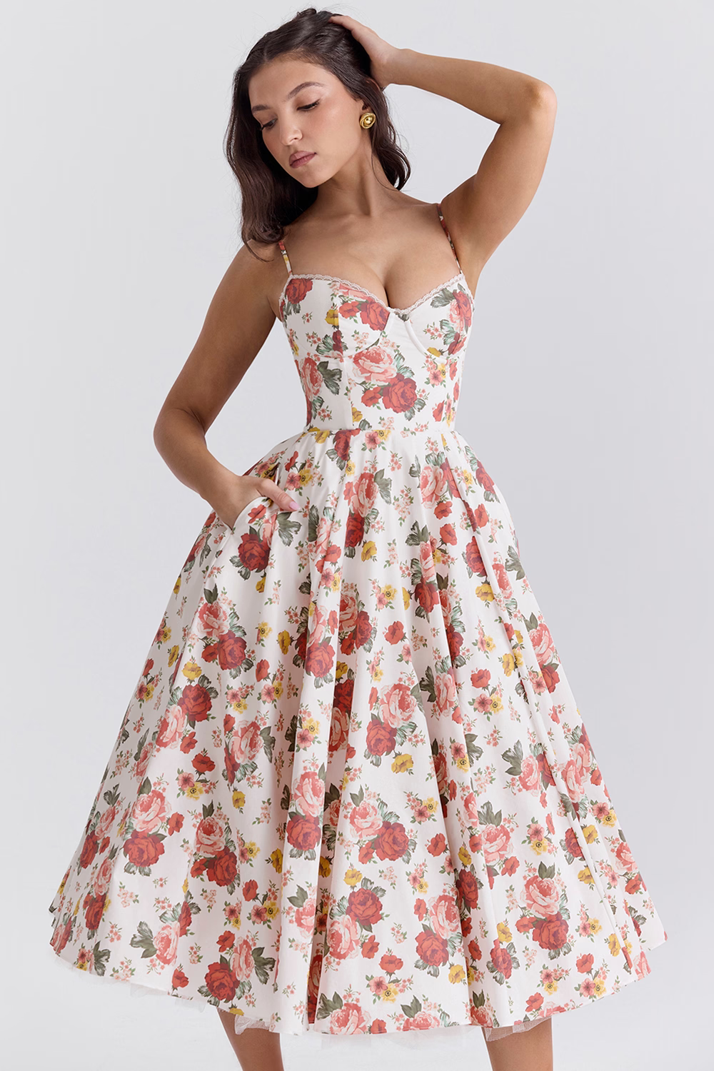 Damen Festliches Cocktailkleid Abendkleid mit Bustier und weitem Rock – Eleganter Vintage-Look für besondere Anlässe