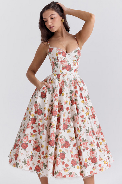 Damen Festliches Cocktailkleid Abendkleid mit Bustier und weitem Rock – Eleganter Vintage-Look für besondere Anlässe