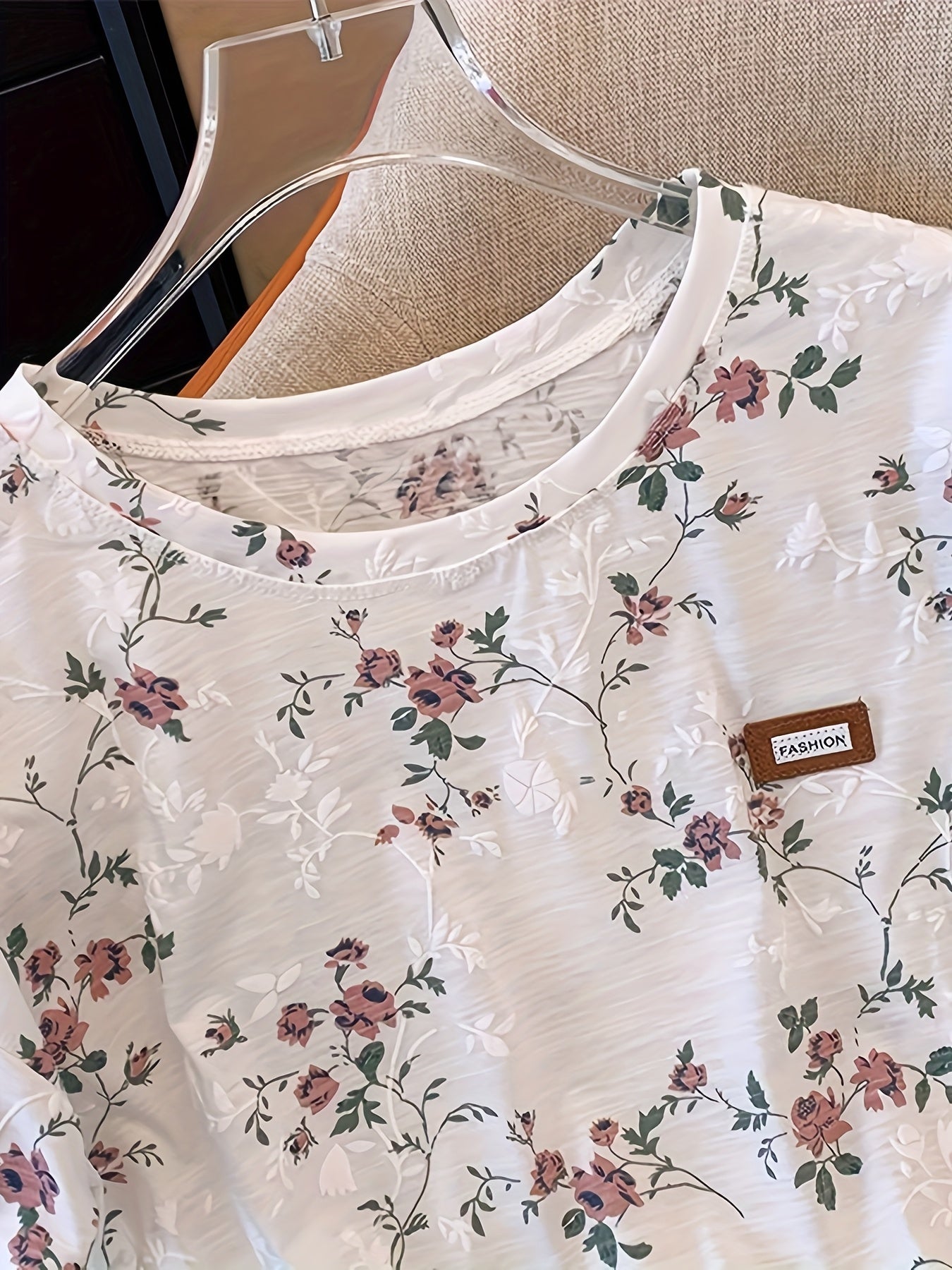 Damen T-Shirt mit floralem Print, lockerer Schnitt, modischer Freizeitstil