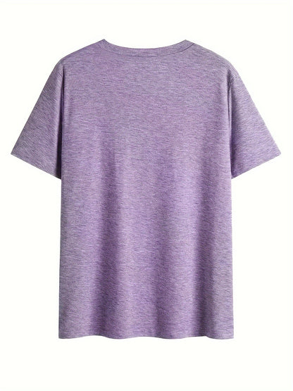 Damen V-Ausschnitt T-Shirt mit Wildblumen-Print, lässig, perfekt für Sommer und Freizeit