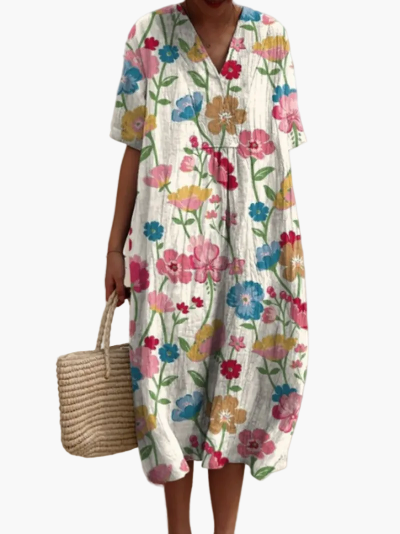 Damen Sommerkleid Boho Stil – Luftiges Freizeitkleid mit Blumenmuster, ideal für Urlaub & Alltag