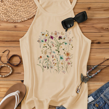Damen Tanktop mit Wildblumen-Print – Sommerliches Freizeitshirt im Boho-Stil