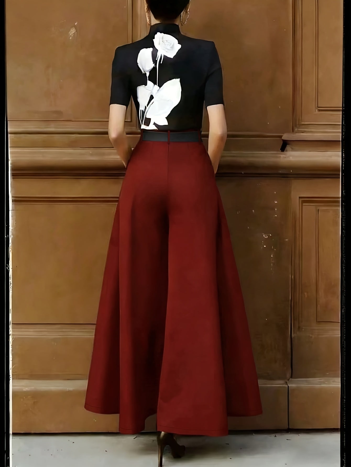 Damen Weite Palazzo-Hose Elegant Modern Business Look