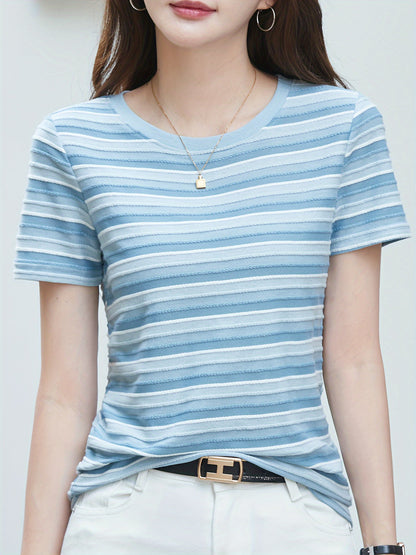 Damen Kurzarm Streifen T-Shirt – Lässiges Sommer Oberteil für Alltag und Freizeit