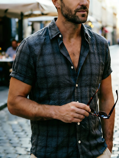 Herren Kurzarm Freizeithemd im Karo-Look – Lässiger Sommerstil für Alltag und Urlaub