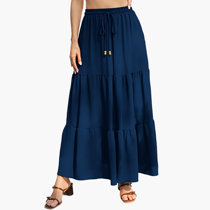 Damen Boho Maxirock mit Kordelzug – Lässiger Sommerrock für Freizeit und Strand