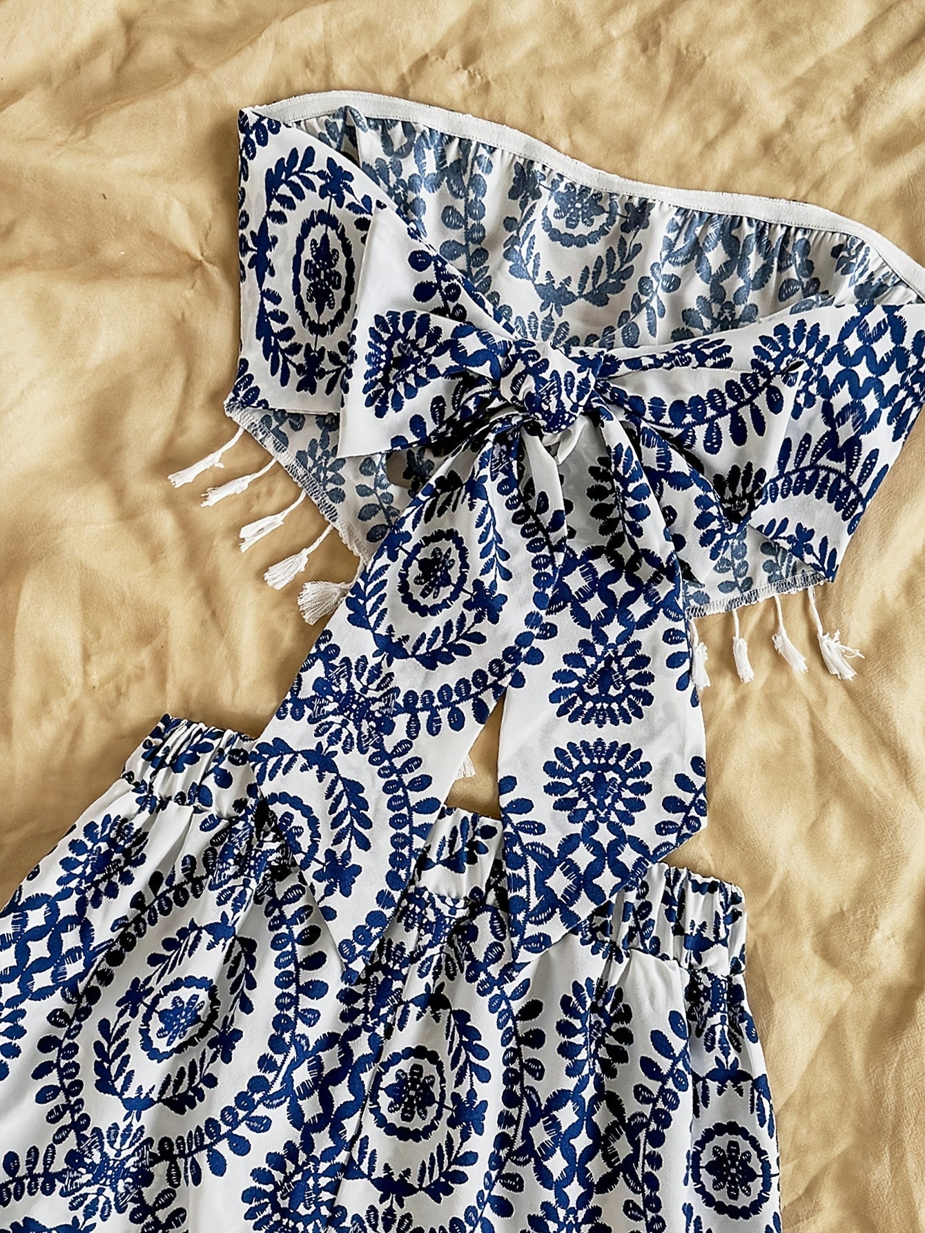 Damen Bandeau-Shorts Set mit Boho-Muster – Zweiteiliges Outfit für Urlaub und Freizeit