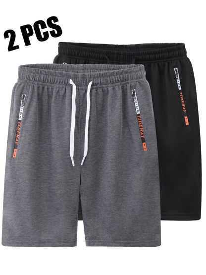 Herren Trainingsshorts 2er-Pack – Sportliche Fitness- und Freizeit-Shorts mit Reißverschlusstaschen