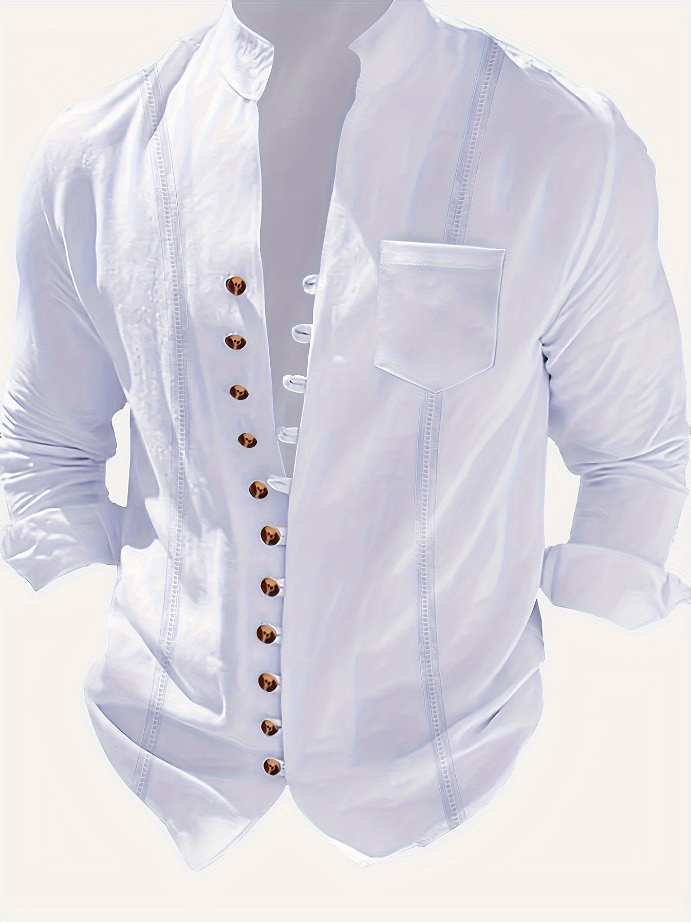 Herren Stehkragen Hemd Elegant Freizeit Langarm Modernes Design