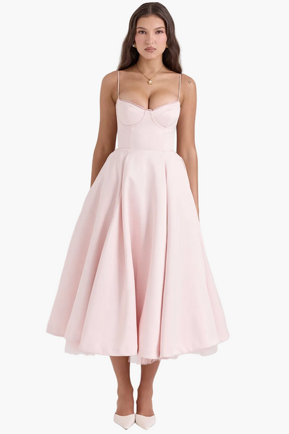 Damen Festliches Cocktailkleid Abendkleid mit Bustier und weitem Rock – Eleganter Vintage-Look für besondere Anlässe