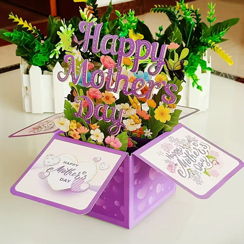 Pop-Up Grußkarte zum Muttertag für Damen – 3D Blumenstrauß Dekorative Geschenkbox mit Blumenmotiv