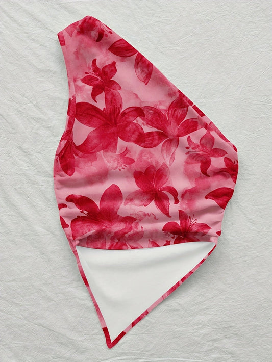 Damen Asymmetrisches Freizeit-Top mit Blumenmuster – Elegantes Sommer-Wochenend-Oberteil