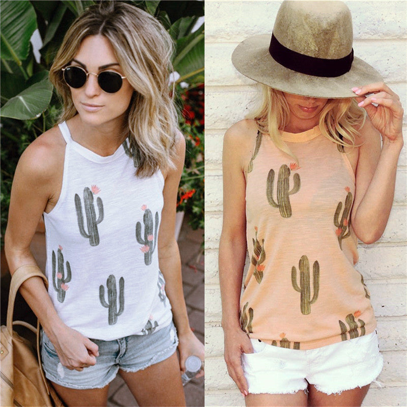 Melanie – Sommerliches Damen T-Shirt mit Kaktus-Print im Harajuku-Stil