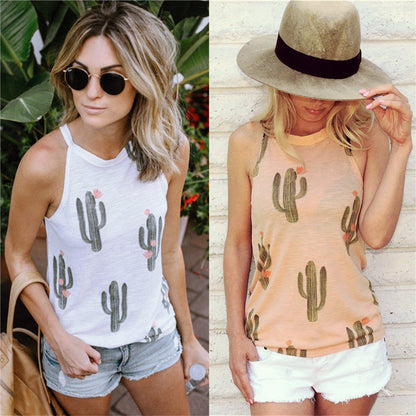 Melanie – Sommerliches Damen T-Shirt mit Kaktus-Print im Harajuku-Stil