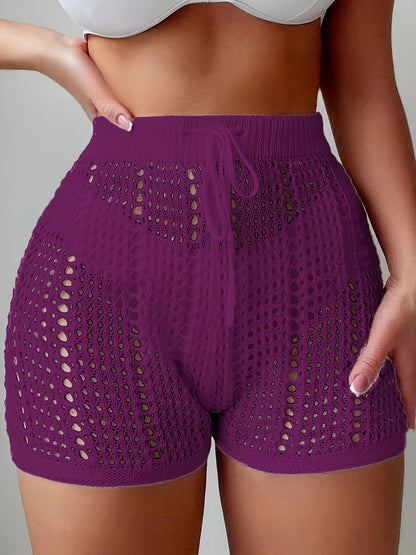 Damen Häkel-Shorts mit High Waist und verstellbarem Bund – Modische Strandshorts für Urlaub und Freizeit