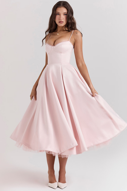 Damen Festliches Cocktailkleid Abendkleid mit Bustier und weitem Rock – Eleganter Vintage-Look für besondere Anlässe