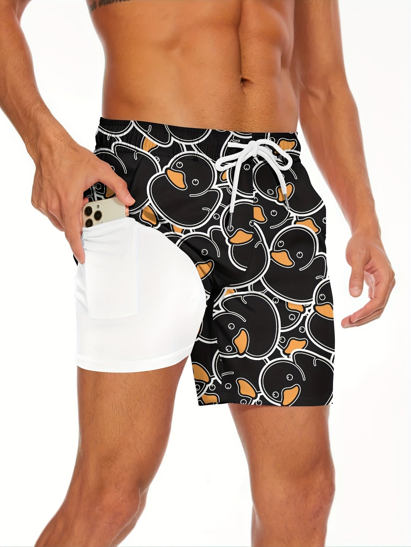 Herren Badeshorts mit Gummienten-Motiv – Lustige Schwimmshorts für Strand und Pool