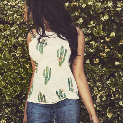 Melanie – Sommerliches Damen T-Shirt mit Kaktus-Print im Harajuku-Stil