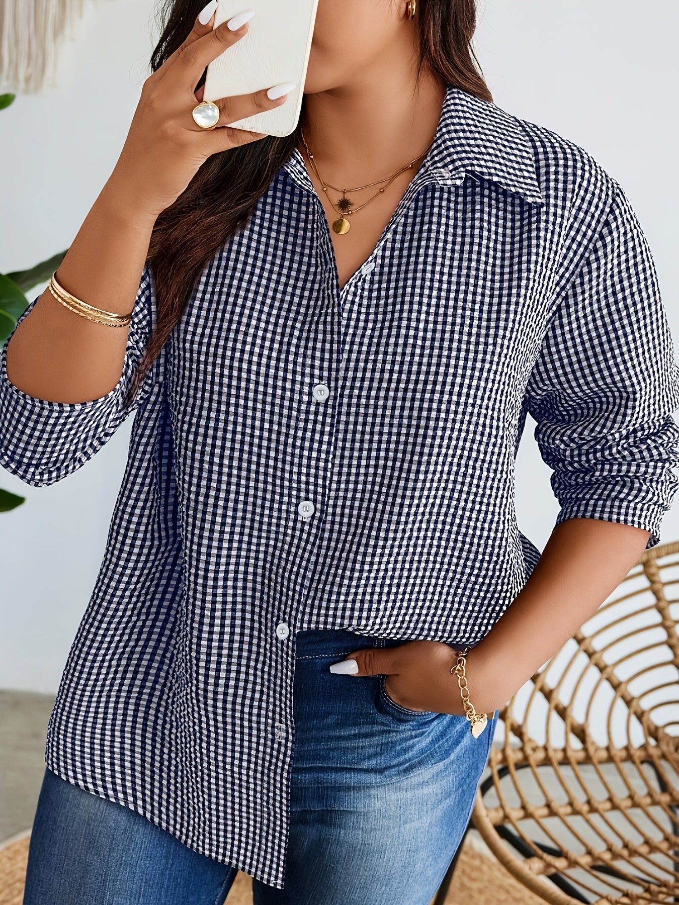 Damen Karohemd im lässigen Boyfriend-Stil für Freizeit und Alltag