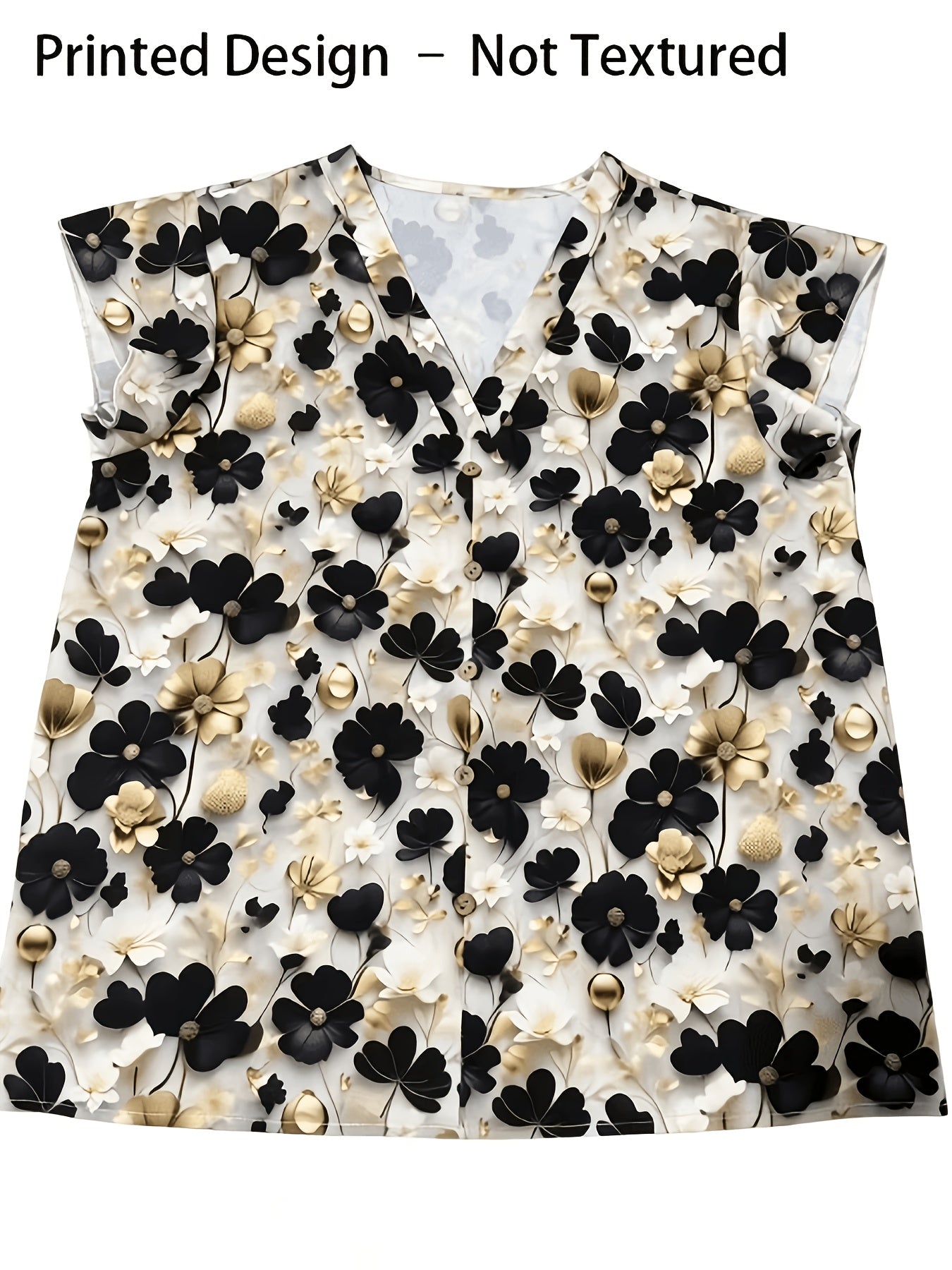 Damen-Bluse mit Blumenmuster und V-Ausschnitt – Eleganter Freizeit- und Alltagsstil