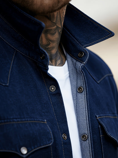 Herren Denim Hemd im Casual Western Stil – Perfekt für Freizeit und Alltag